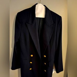 Black double breasted blazer with gold buttons